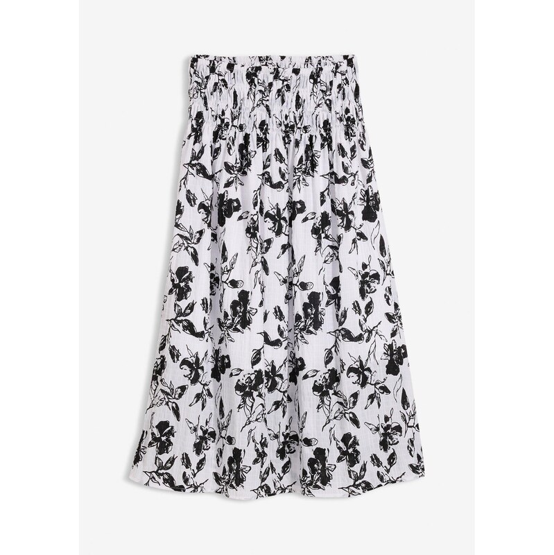 bonprix Midi sukňa z jemnej viskózy, farba biela 67879743