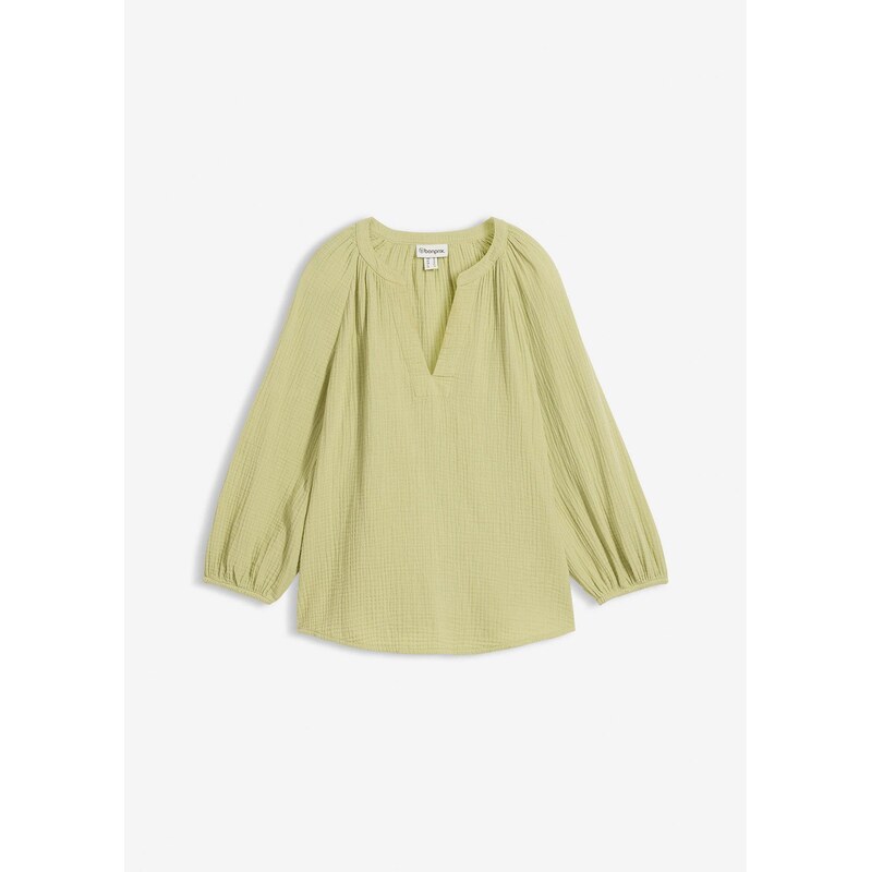 bonprix Blúzka, oversize z mušelínu, farba zelená 67879773