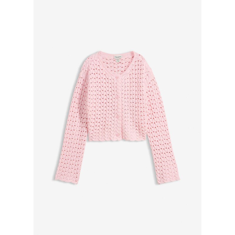bonprix Ažúrové pletené bolero, farba ružová 67879777
