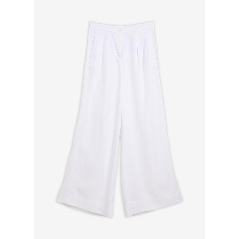bonprix Nohavice so záhybmi z padavého lyocellu, farba biela 67879779