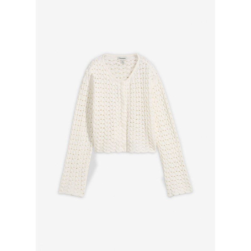 bonprix Ažúrové pletené bolero, farba biela 67879778