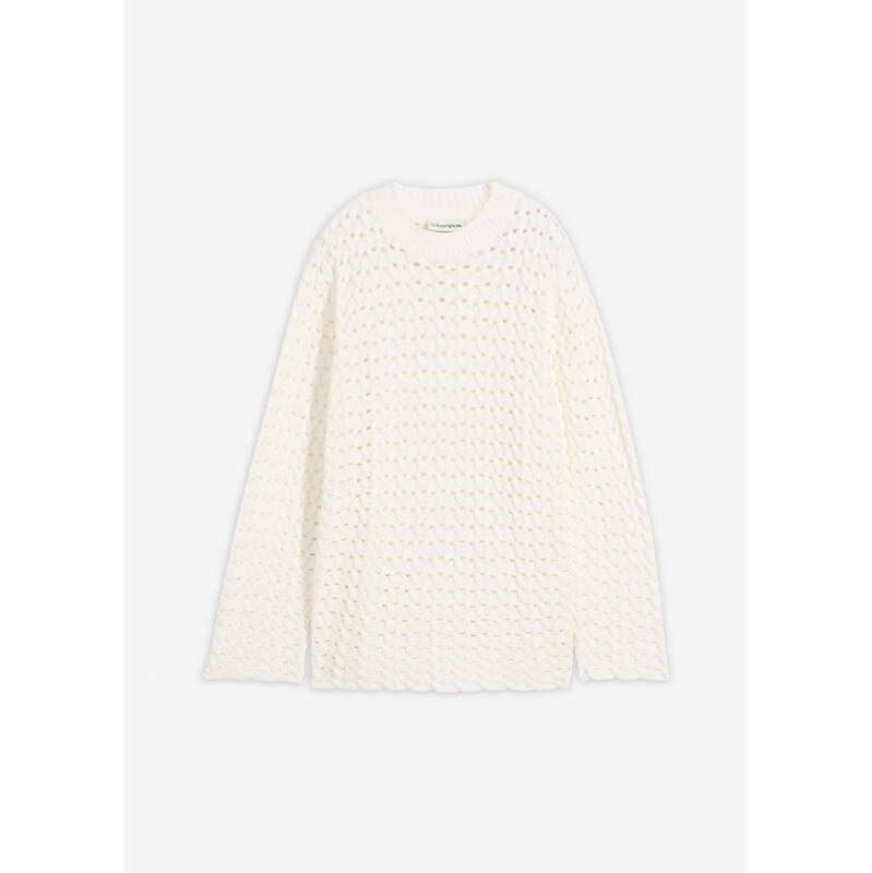 bonprix Ažúrové pletené tričko, farba biela 67879776