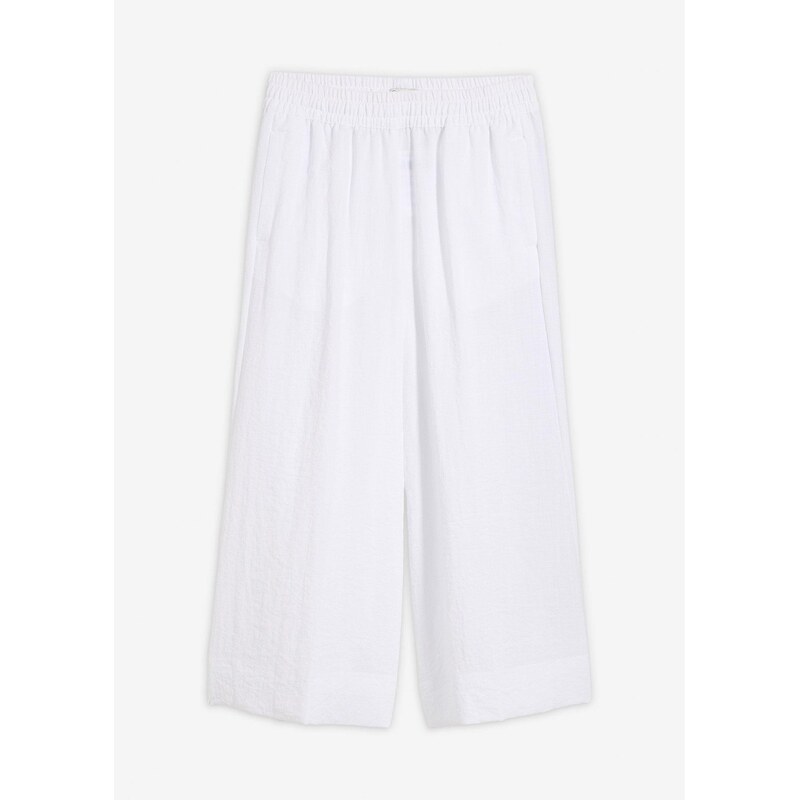 bonprix Culotte nohavice z jemného mixu viskózy, farba biela 67879798