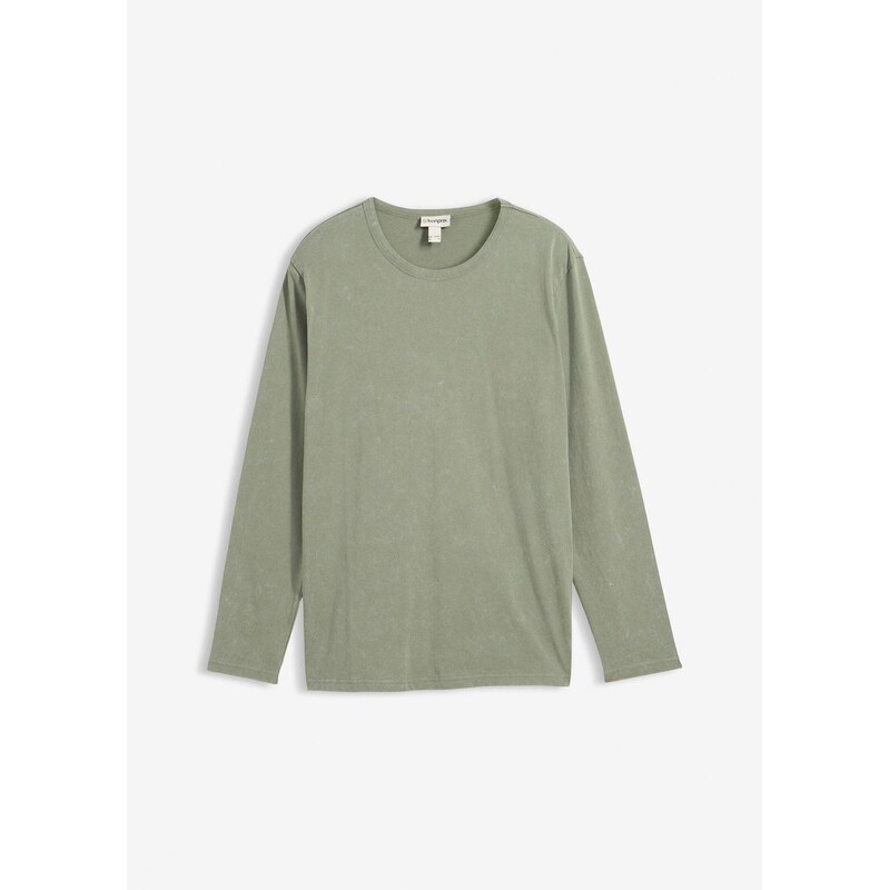 bonprix Tričko s dlhým rukávom z čistej bavlny, farba zelená 67879831
