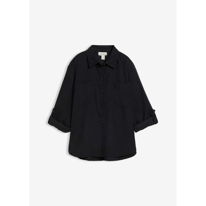 bonprix Blúzka z padavého viskózového mixu, farba čierna 67879836