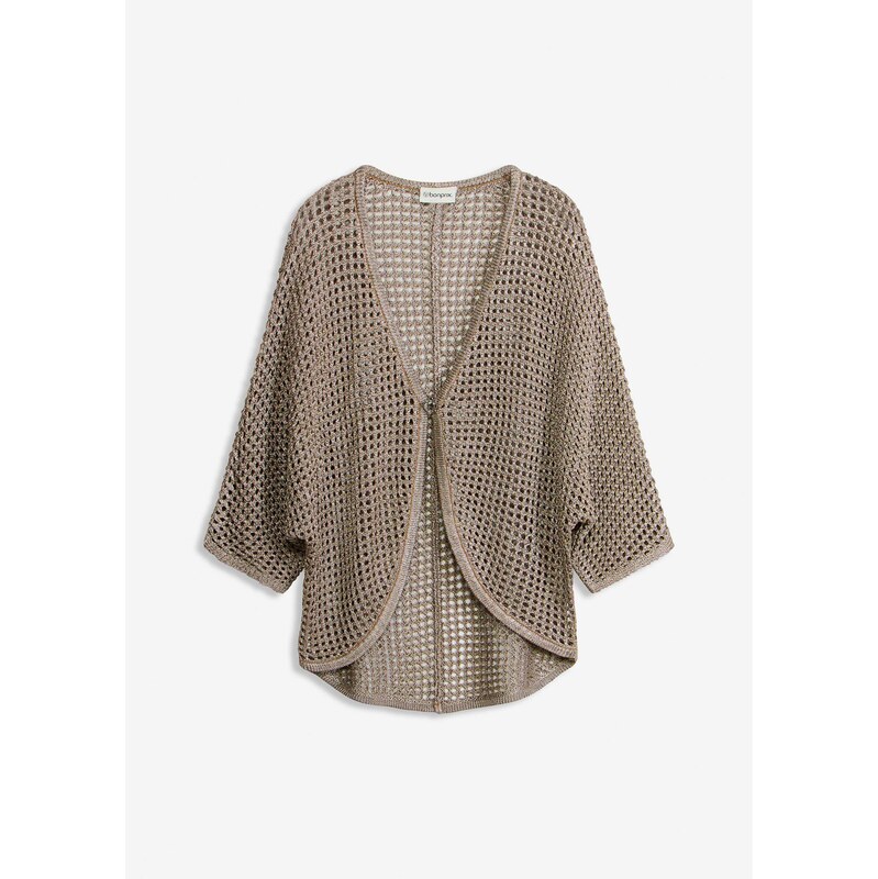 bonprix Ažúrový pletený sveter, farba hnedá 67879849