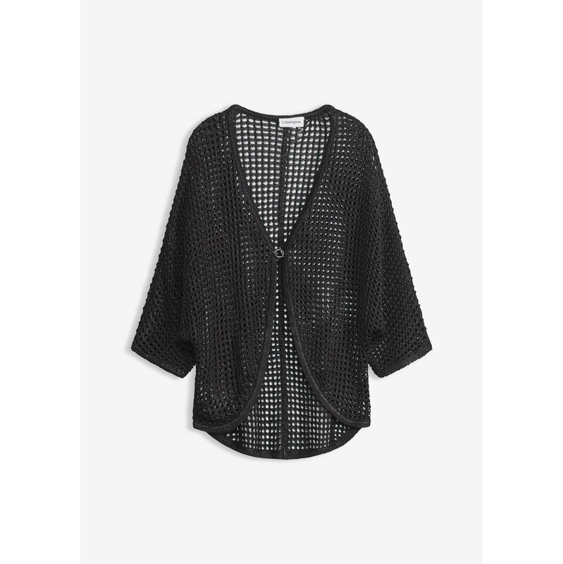 bonprix Ažúrový pletený sveter, farba čierna 67879851