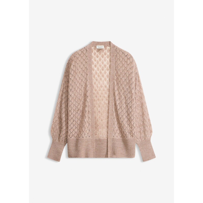 bonprix Ažúrový pletený sveter, farba hnedá 67879860
