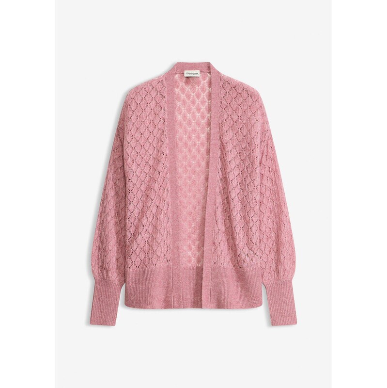 bonprix Ažúrový pletený sveter, farba ružová 67879858