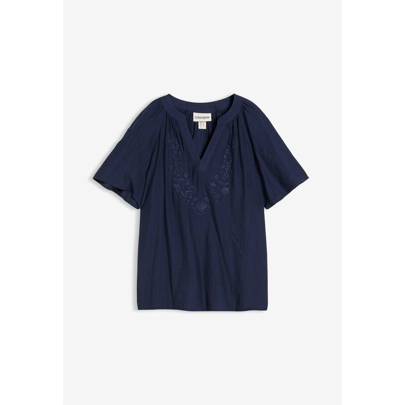 bonprix Blúzka s krátkym rukávom, farba modrá 67879871