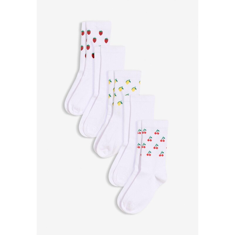 bonprix Ponožky na tenis s bio bavlnou (5 ks v balení), farba biela 67879897