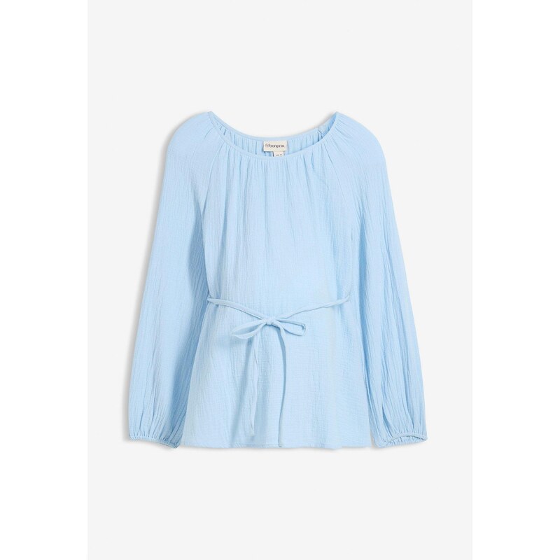 bonprix Materská blúzka z čistého bavlneného mušelínu, farba modrá 67879905