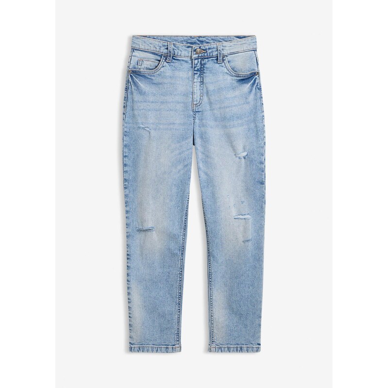 bonprix Džínsy straight, stredná výška pásu, cropped, farba modrá 67879928