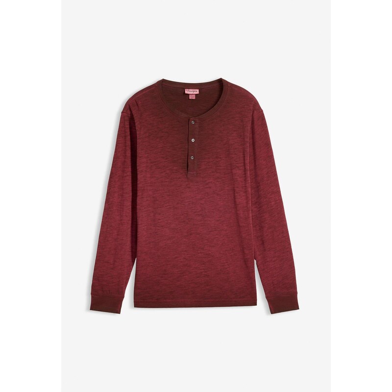 bonprix Tričko z bio bavlny, vypratý vzhľad, dlhý rukáv, farba červená 67879952