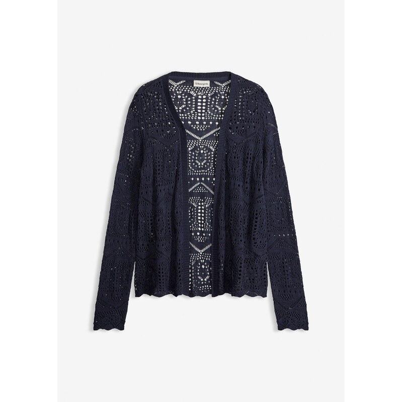 bonprix Ažúrový pletený sveter, farba modrá 67879984