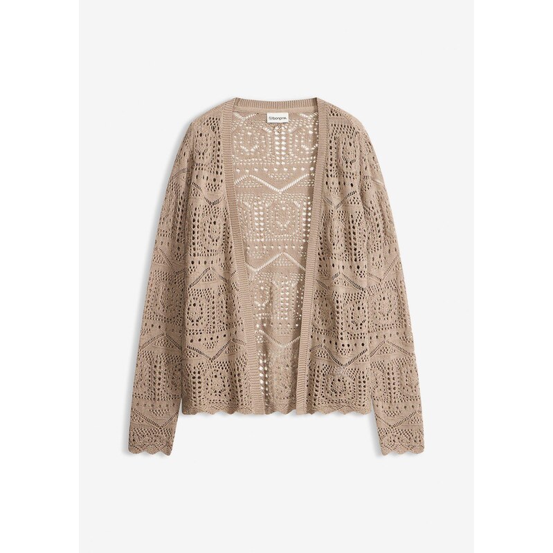 bonprix Ažúrový pletený sveter, farba hnedá 67879985
