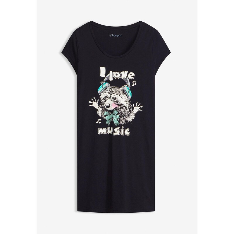 bonprix Nočná košeľa, krátka, z čistej bio bavlny, farba čierna 67879993