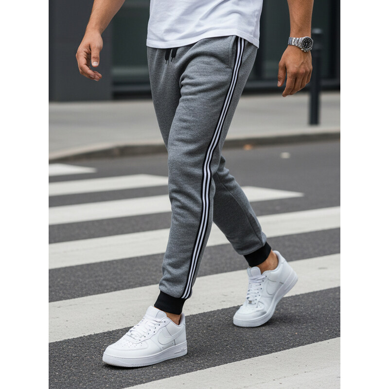 BASIC Tmavosivé pánske tepláky UX4423 57254592