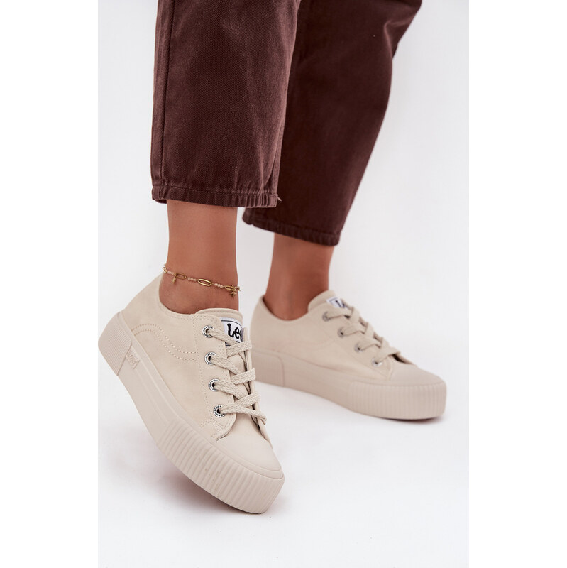 Kesi Béžové dámske trampky na platforme LEE ISLA C WOMEN LOW 67883201