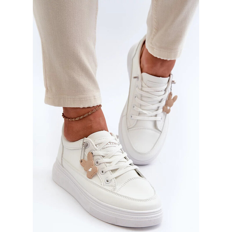 Kesi Biele dámske tenisky športová obuv na platforme s ozdobou Vinceza 67883218