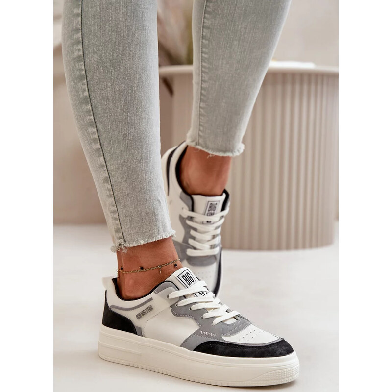 Bielo-Šedé dámske nízke tenisky z ECO kože Big Star 67883215