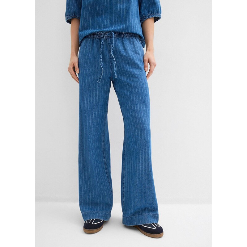 bonprix Džínsy, Wide-Leg, Pull On, farba modrá 67879453