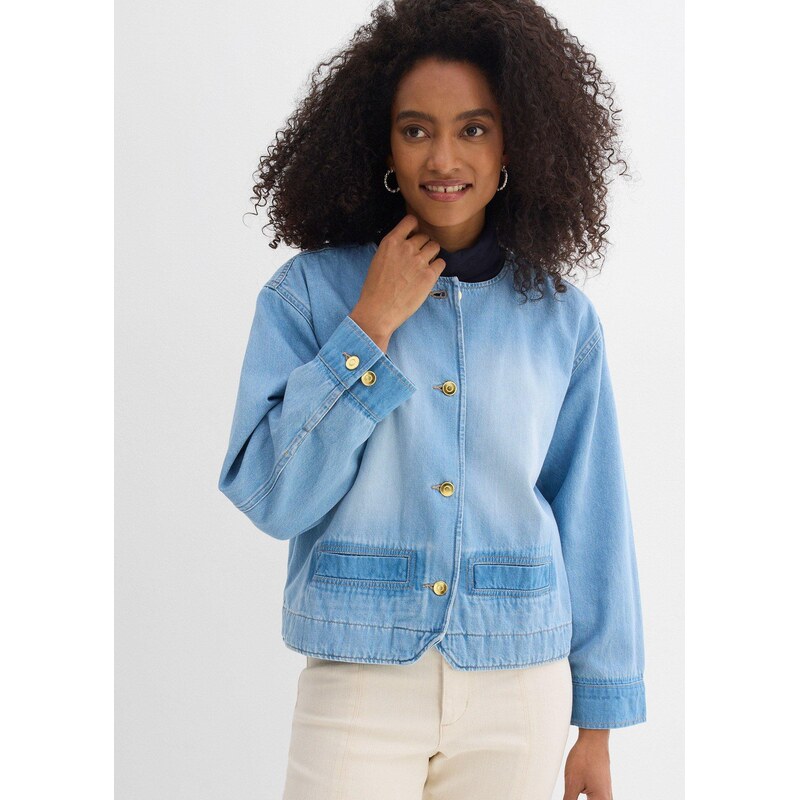 bonprix Džínsová bunda z čistej bavlny, farba modrá 67879454