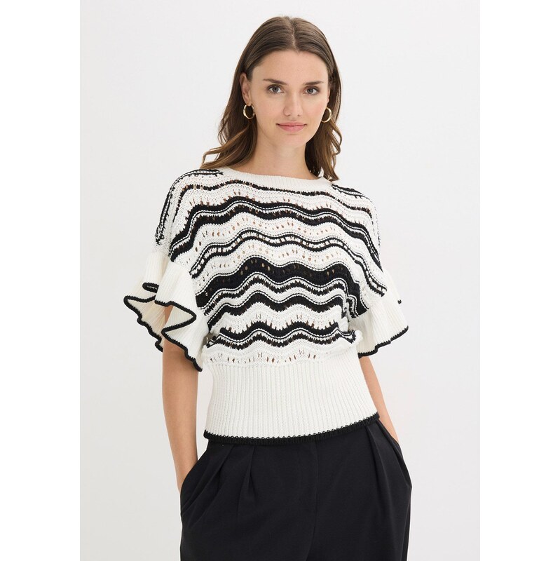 bonprix Pletené tričko, farba biela 67879516