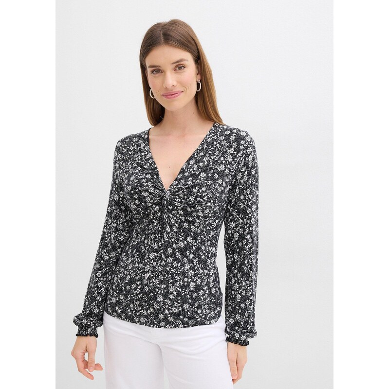 bonprix Tričko z padavej viskózy, farba čierna 67879630