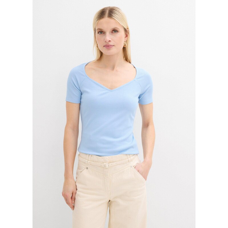 bonprix Vrúbkované tričko z viskózového mixu, farba modrá 67879789