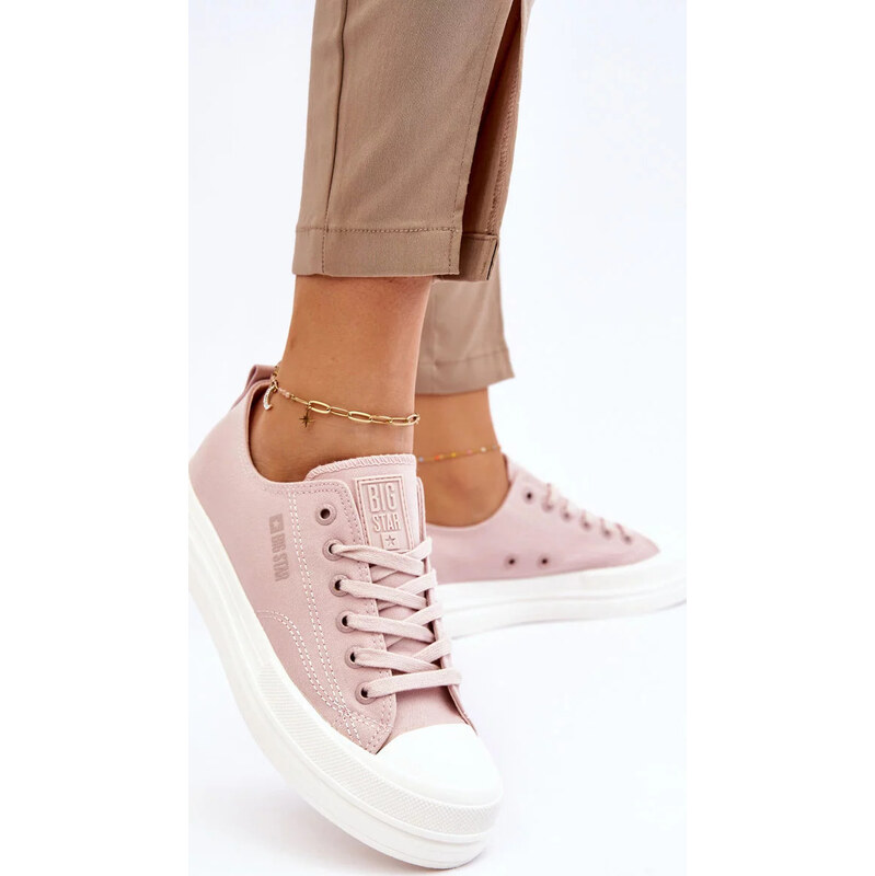Púdrovo ružová nízke šnurovacie tenisky Big Star 67883229