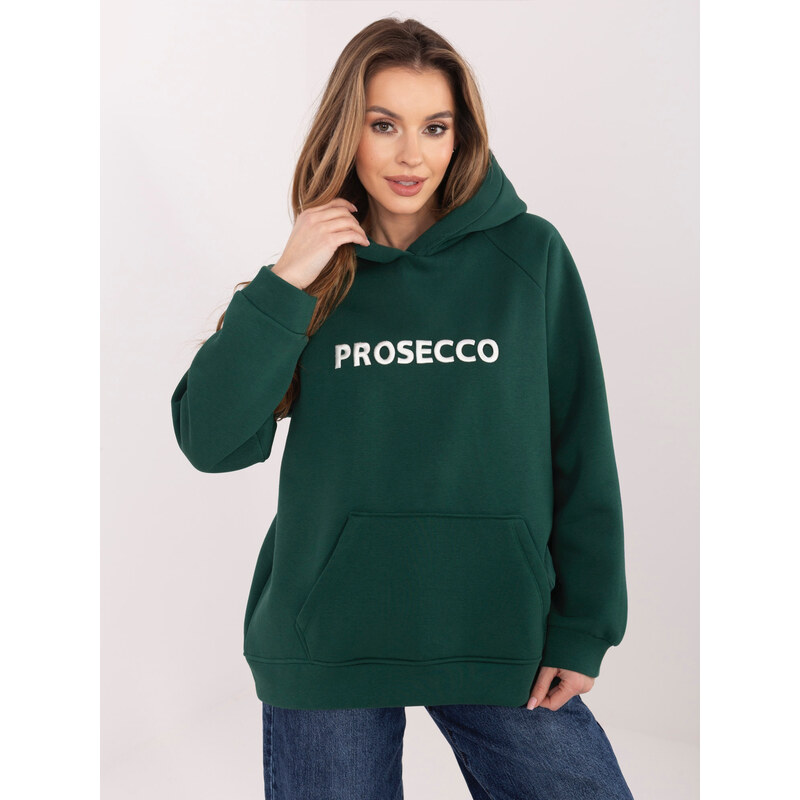 RUE PARIS Tmavozelená mikina s vyšívaným nápisom 67883367