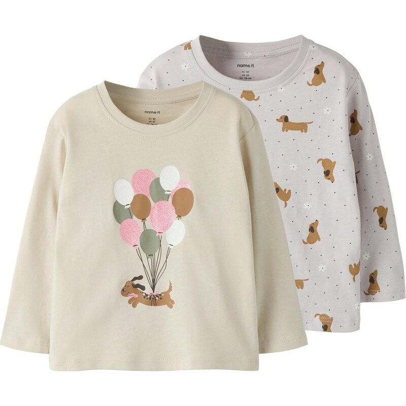 NAME IT Tričko NMFVelda nebielená / hnedá / svetlosivá / svetloružová 67890694