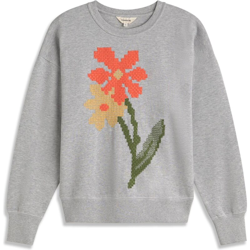 Thinking MU Mikina Jodie sivá melírovaná / zelená / oranžová / 67890747