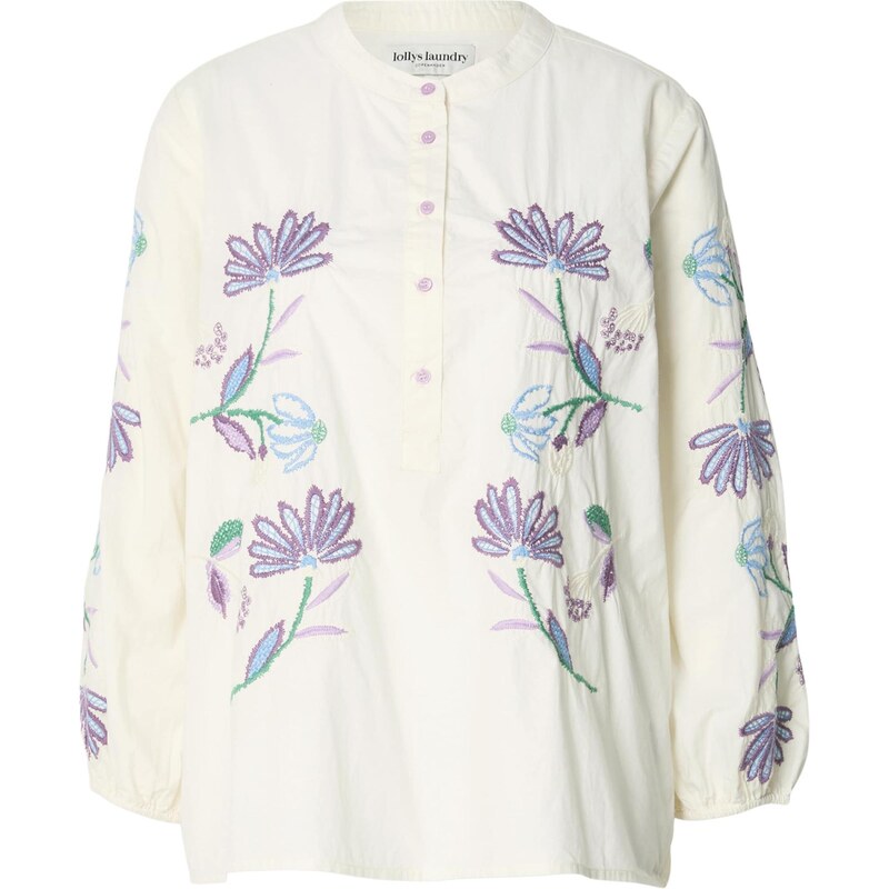 Lollys Laundry Blúzka Faith krémová / svetlomodrá / zelená / 67890856