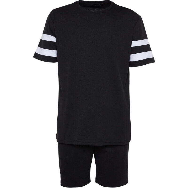 Trendyol Krátke pyžamo čierna / biela 67891022