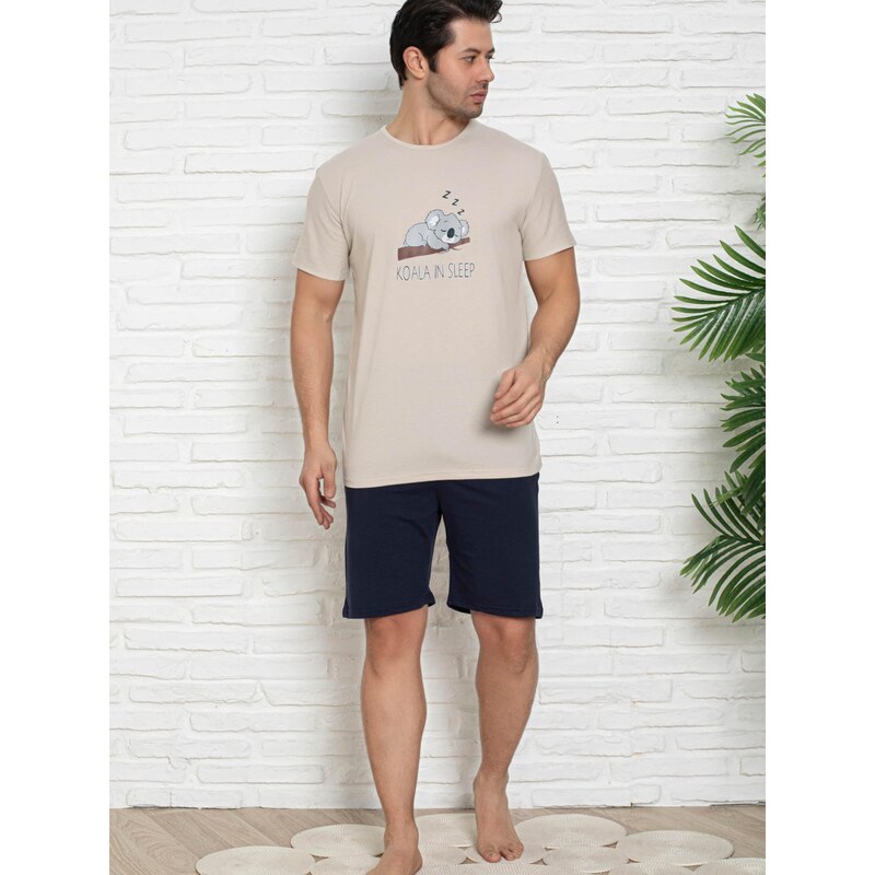 Trendyol Krátke pyžamo béžová / tmavomodrá / čokoládová / sivá 67891222