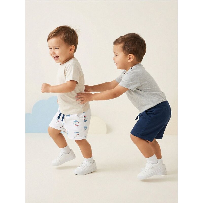 Sinsay - Bavlnené šortky s námorníckym motívom, 2 ks - krémová 67895632