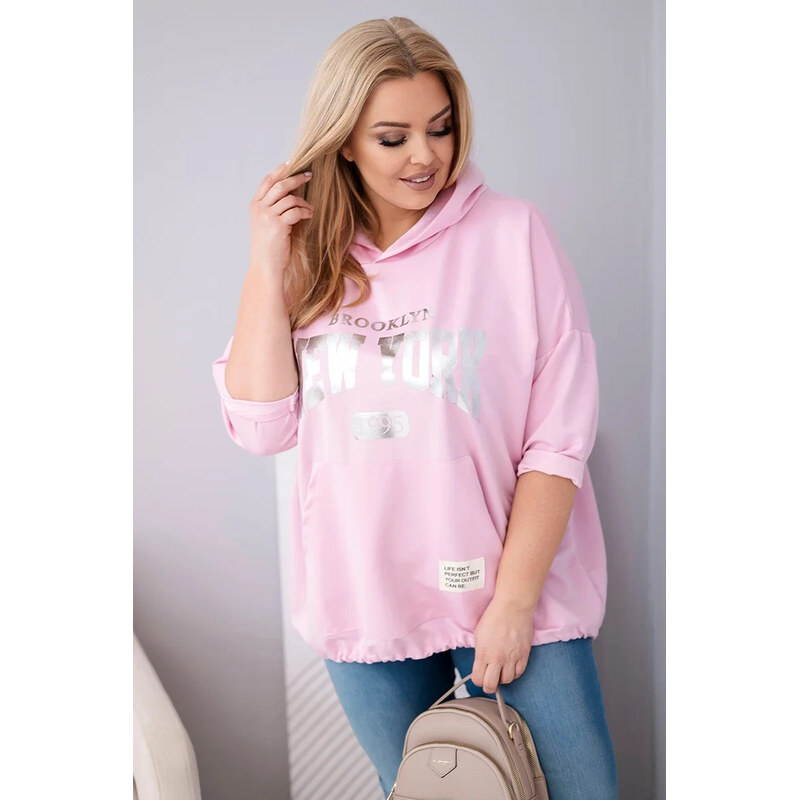 K-Fashion Dámska plus size mikina z viskózy s kapucňou a klokaním 67812216