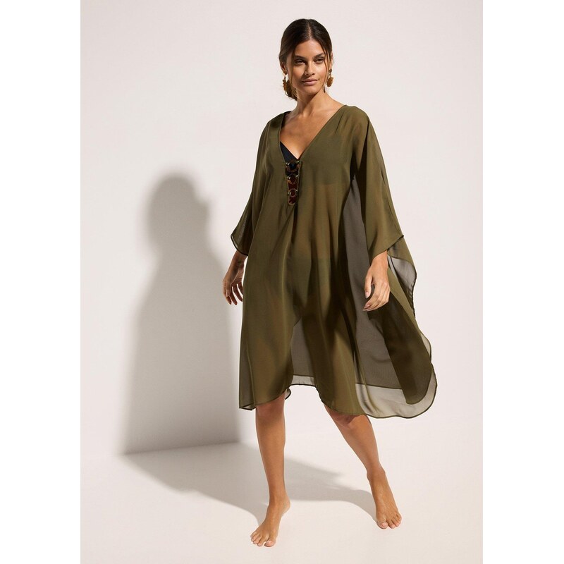 bonprix Šifónová plážová tunika, farba zelená 67879364