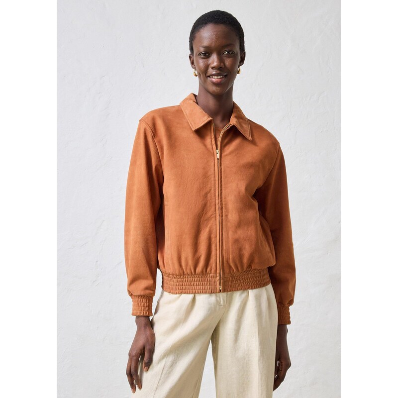 bonprix Bluzón z verlúrovej kože, farba hnedá 67879481