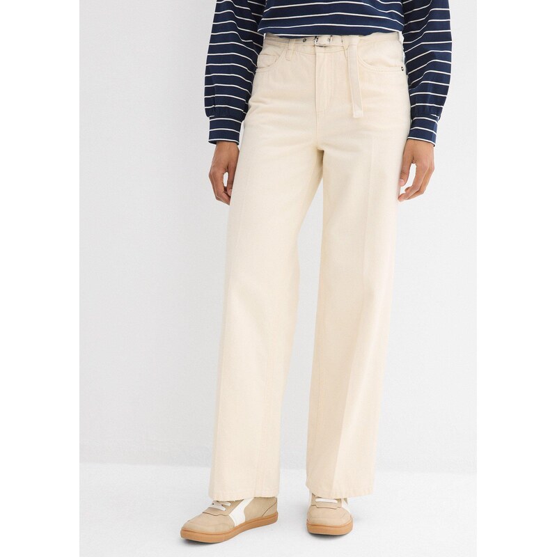 bonprix Loose Straight džínsy Mid Waist, farba biela 67879492