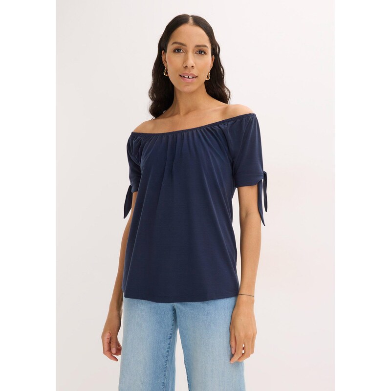 bonprix Tričko Carmen s viazaním, farba modrá 67879932