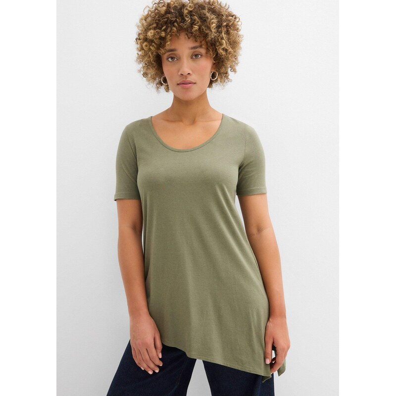 bonprix Asymetrické dlhé tričko z bavlneno-viskózového materiálu, 67879967