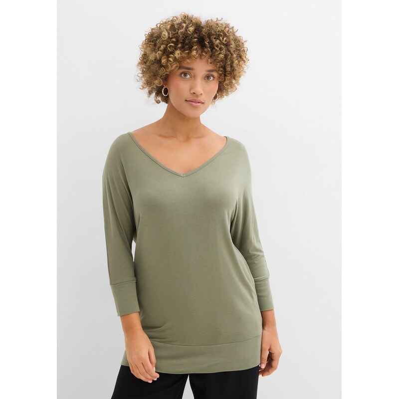 bonprix Tričko, oversize, z padavej viskózy, farba zelená 67879976