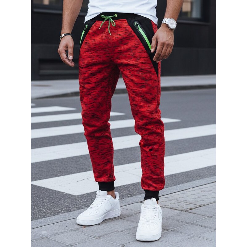 Dstreet Trendové červené pánske teplákové nohavice 63302850