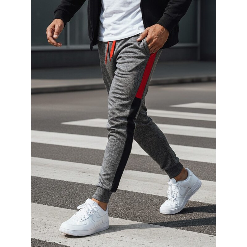 Dstreet Šedé pánske tepláky na bežné nosenie 63302853