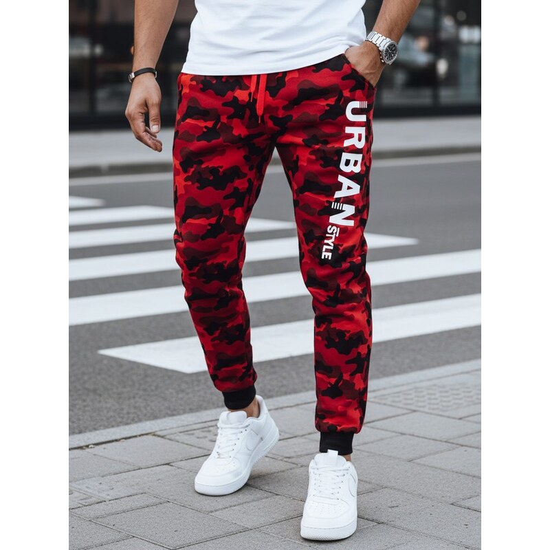 Dstreet Trendy maskáčové tepláky pre pánov v červenom farebnom 63302844