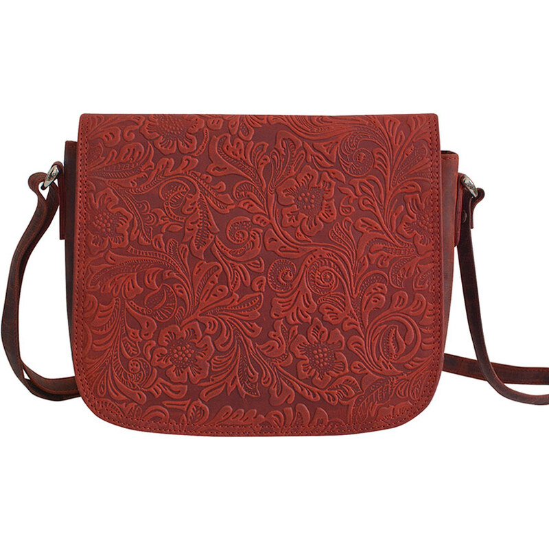 Mercucio Červená vzorovaná kožená crossbody kabelka 67895864