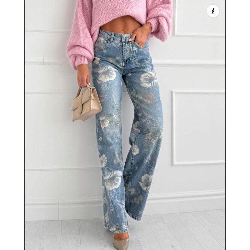 E-shop Katrins Fashion Trendové kvetované dámske Rifle